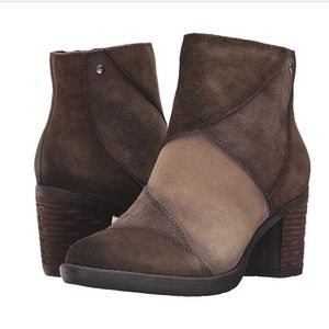 Earth Malta Olive Green Multi Water Resistant Suede Heel Boots Patchwork Boho
